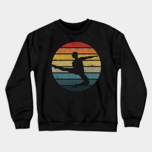 Dancer Silhouette On A Distressed Retro Sunset graphic Crewneck Sweatshirt